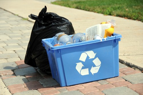 Professional waste removal team handling demolition debris